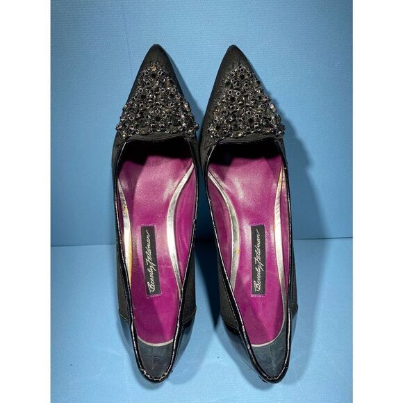 Beverly Feldman Black  Leather Kitten Heels Size 6,5 - Picture 6 of 8